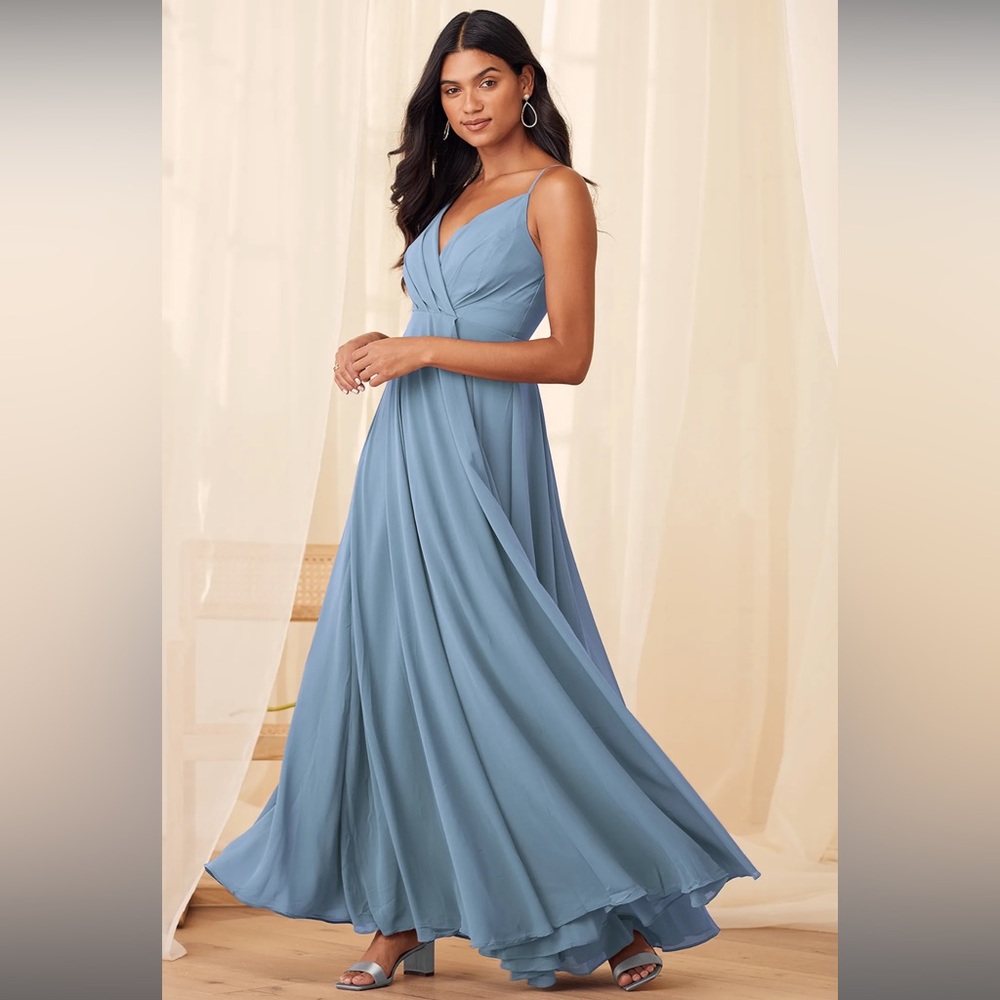 Lulus All About Love Slate Blue Maxi Dress